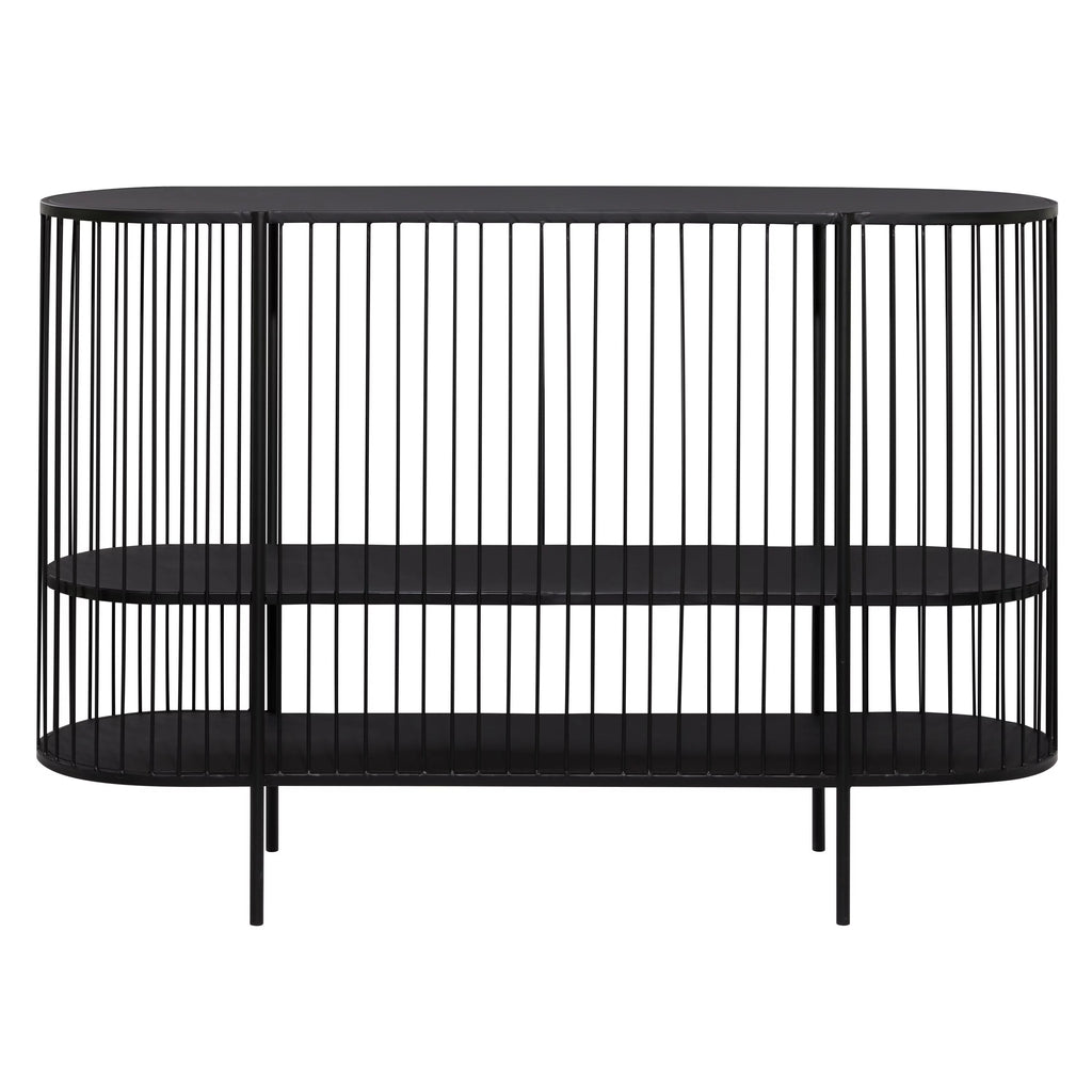 48" x 34" Black Metal 2 Shelf Console Table C67397