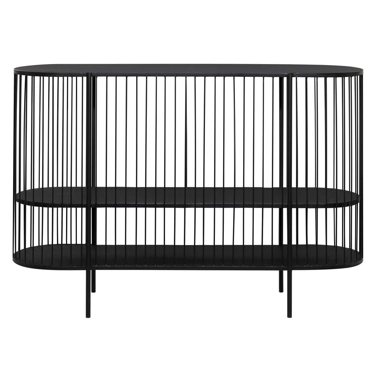 48" x 34" Black Metal 2 Shelf Console Table C67397