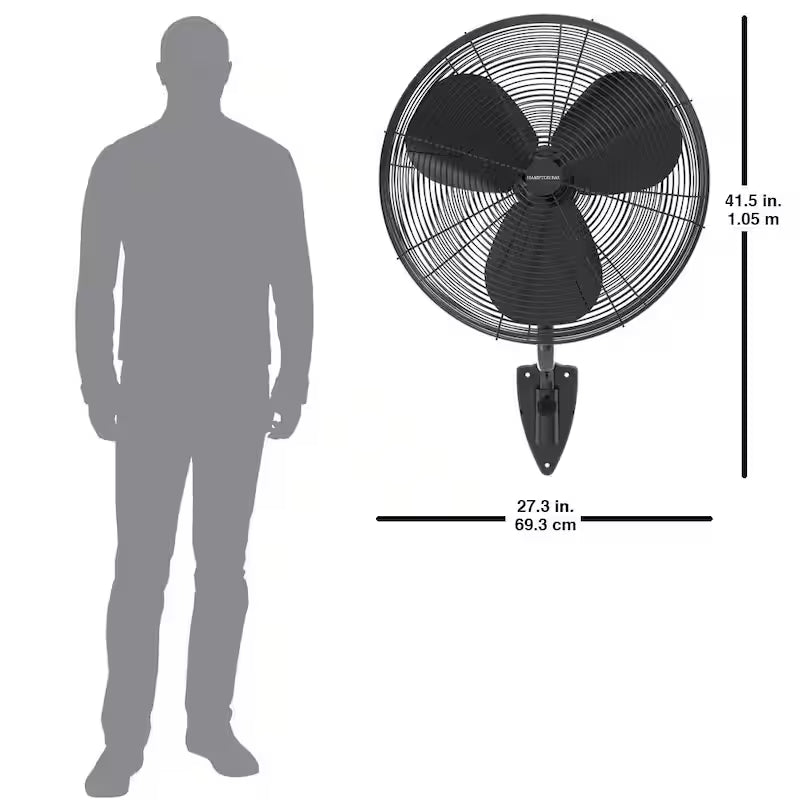 Black 3-Speed Oscillating Wall Mount Fan N871536