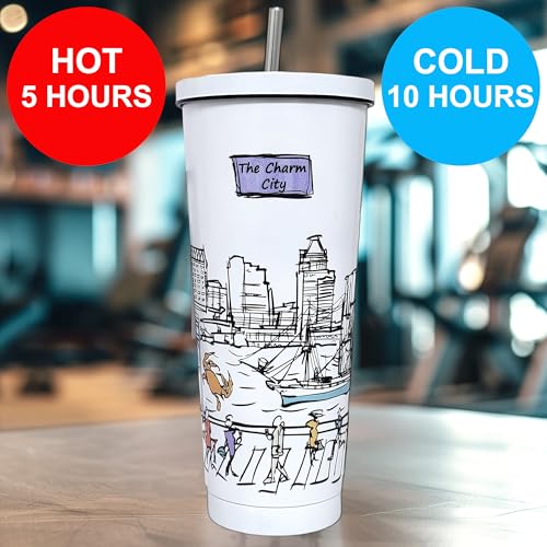 25 Oz Vacuum Insulated Stainless Steel Tumbler with Lids & Straw B70802