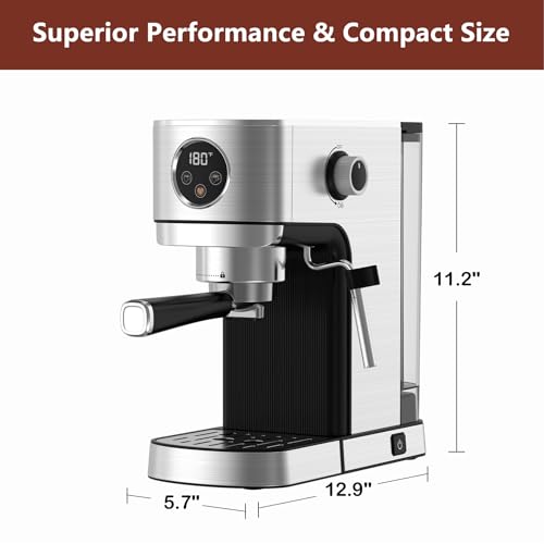 20 Bar Stainless Steel Espresso Machine with Steam Milk Frother K714689