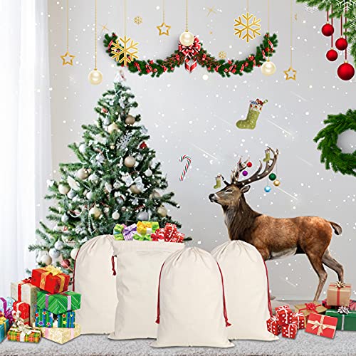 6 Pack Large Christmas Canvas Cotton Santa Sacks with Drawstrings Z5429