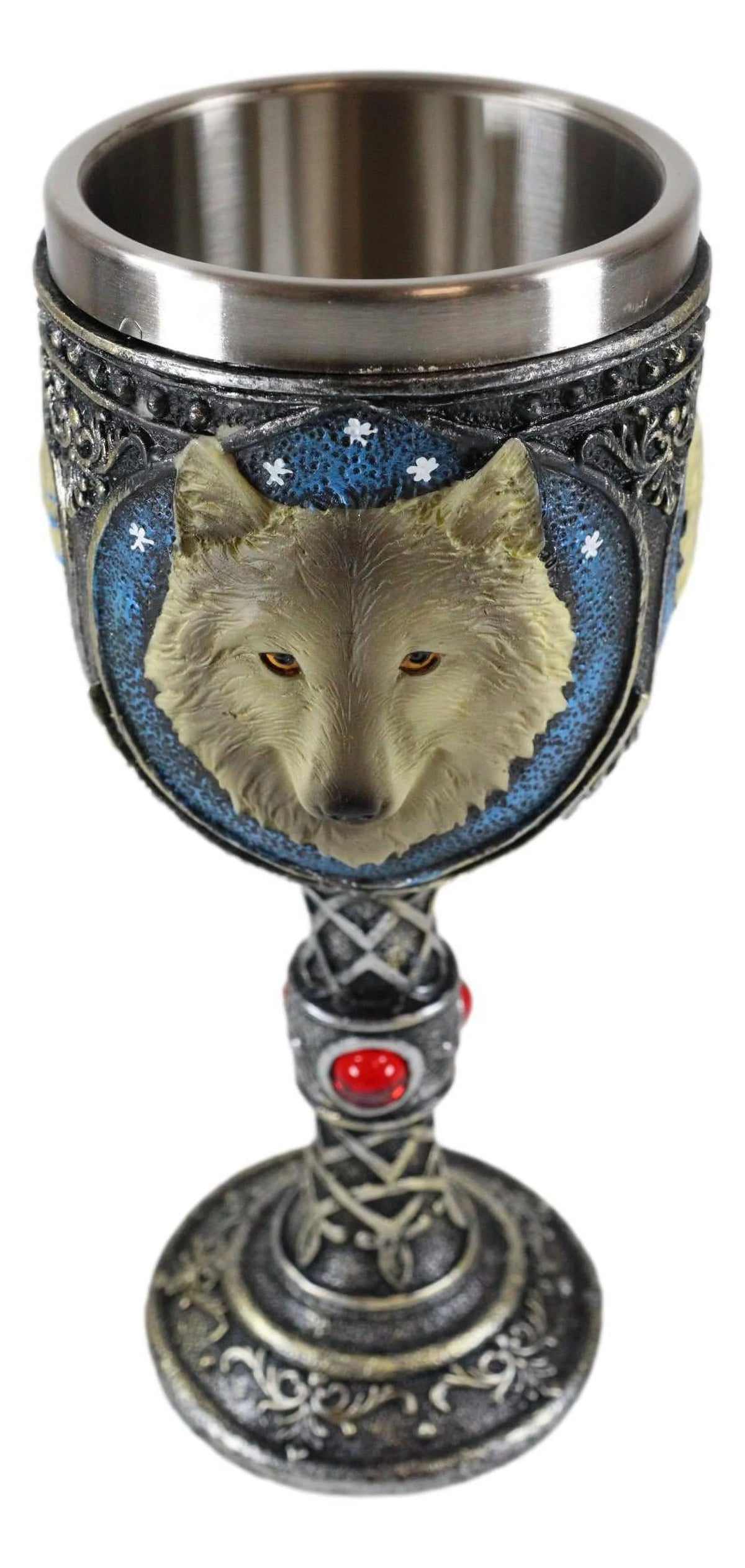 Gray Wolf Celtic Tribal Wine Chalice Goblet Cup W879