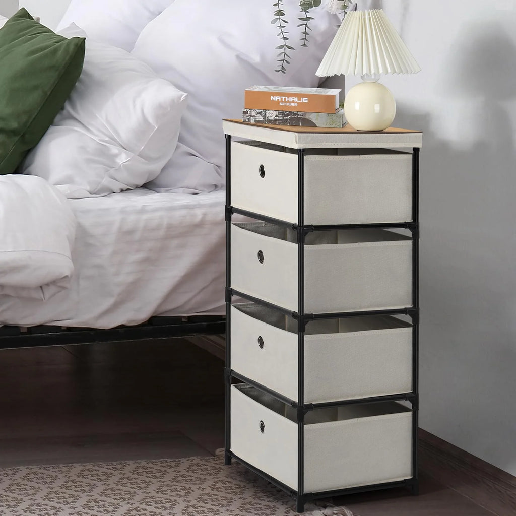 4 Drawer Fabric Storage Nightstand Y69768