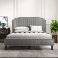 Queen Linen Upholstered Platform Bed with Headboard G879