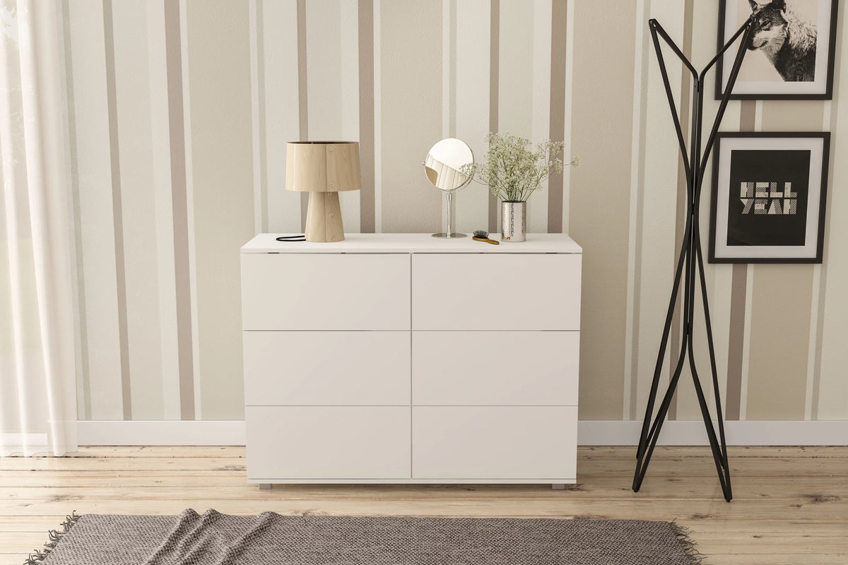White 6 Drawer Wood Double Dresser X4660