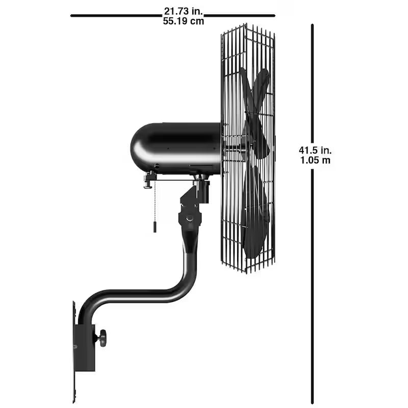 Black 3-Speed Oscillating Wall Mount Fan N871536