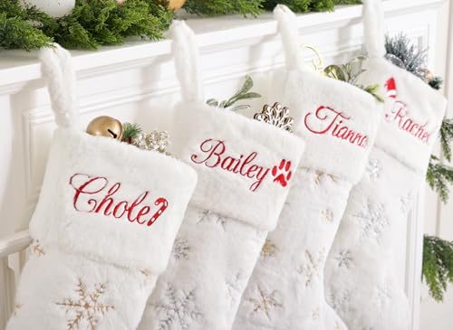 White 1 Pack Large Faux Fur Christmas Stockings O1236