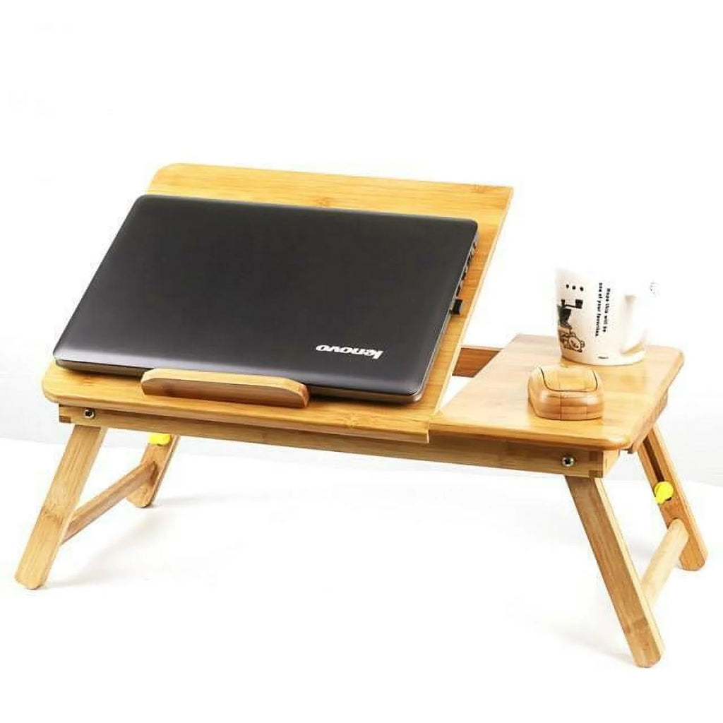 22" Bamboo Folding Laptop Stand with Drawer D112