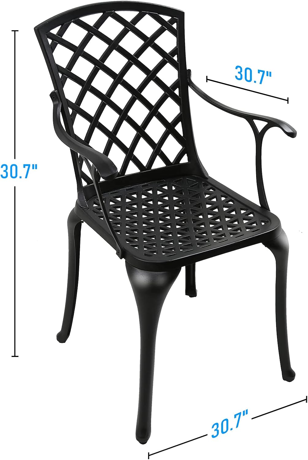 Black Set of 2 Cast Aluminum Outdoor Dining Chairs U497250