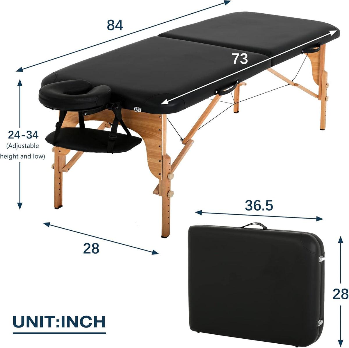 Portable 84 Inch 2 Folding Lightweight Massage Table with Carry Case R7590