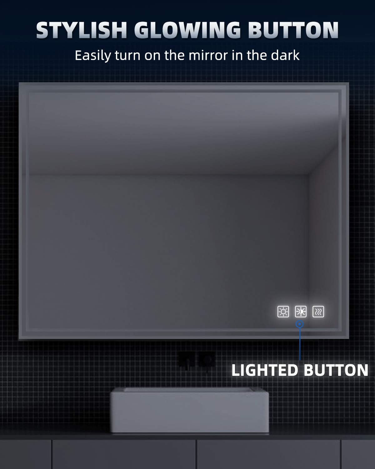 24 x 40 Inch LED Dimmable Anti-Fog Wall Mounted Vanity Mirror Y67761