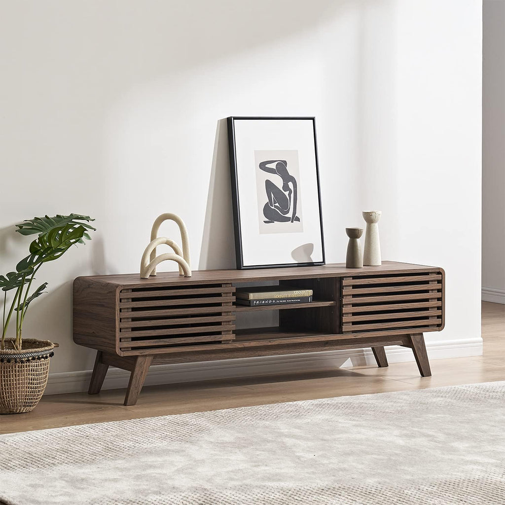 59 Scandinavian TV Stand with Slatted Door Q234548