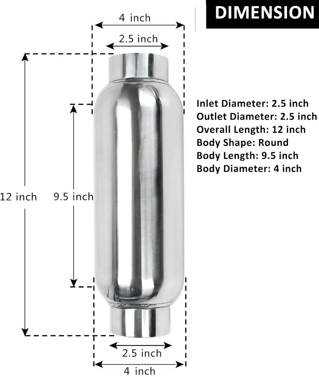2.5 Inch Stainless Steel Weld-on Exhaust Muffler Pack of 2 Y106746
