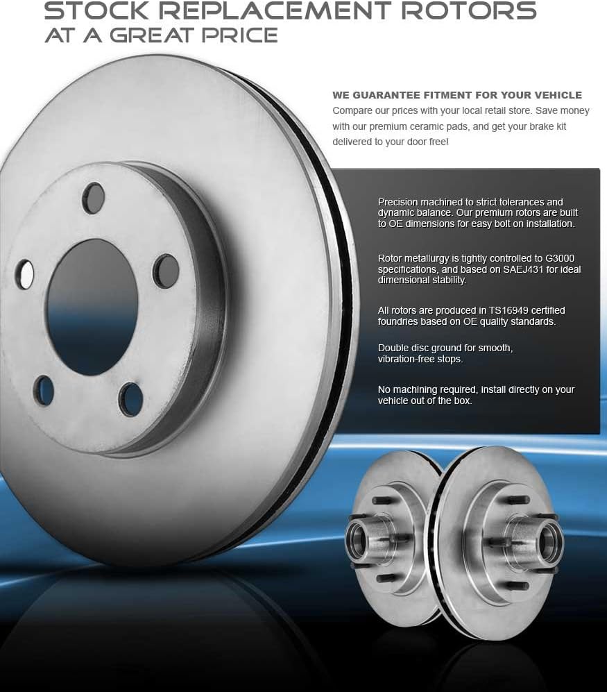 296 mm Front + 292 mm Rear 5 Lug Rotors + Ceramic Pads + Hardware T867