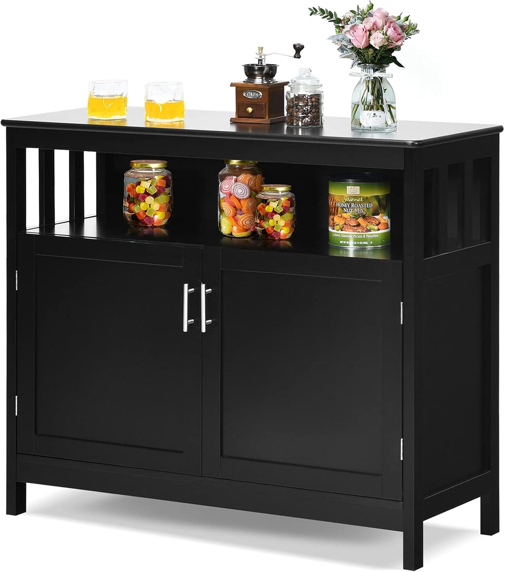 Black Wooden Kitchen Buffet Sideboard Cabinet P987