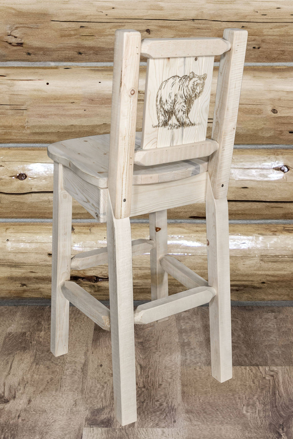 Counter Height Back Barstool with Bear Design G18998