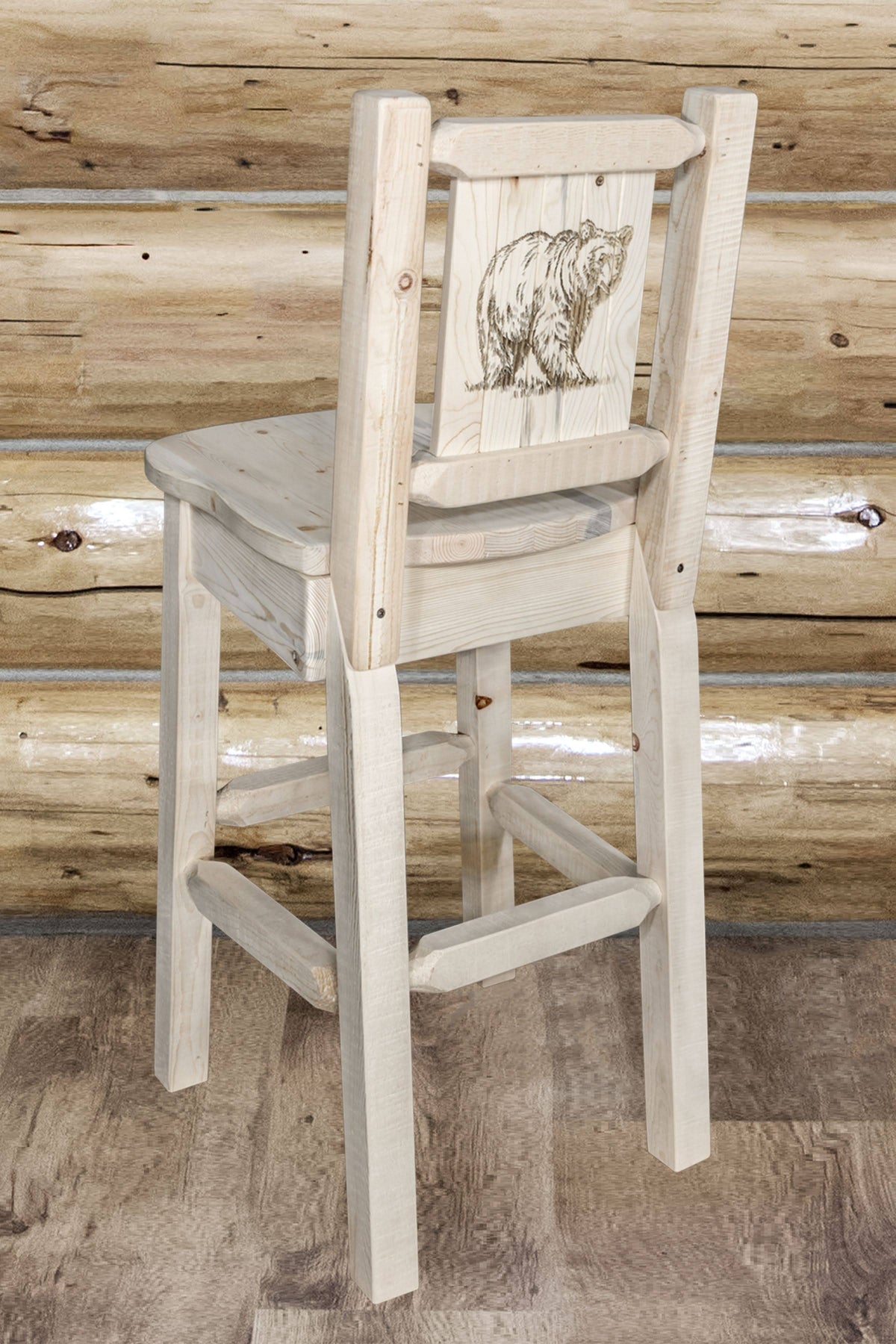 Counter Height Back Barstool with Bear Design G18998