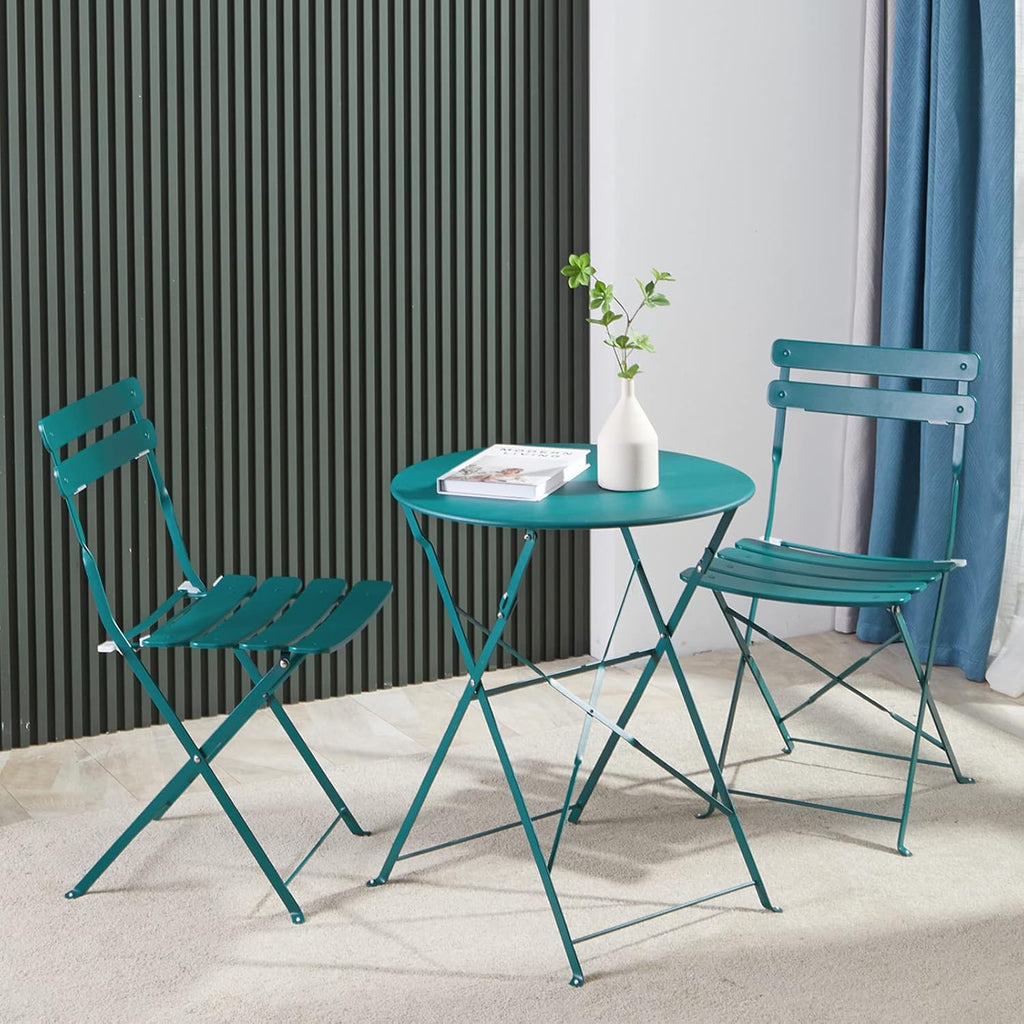 3-Piece Steel Patio Bistro Set Navy Blue Z3538