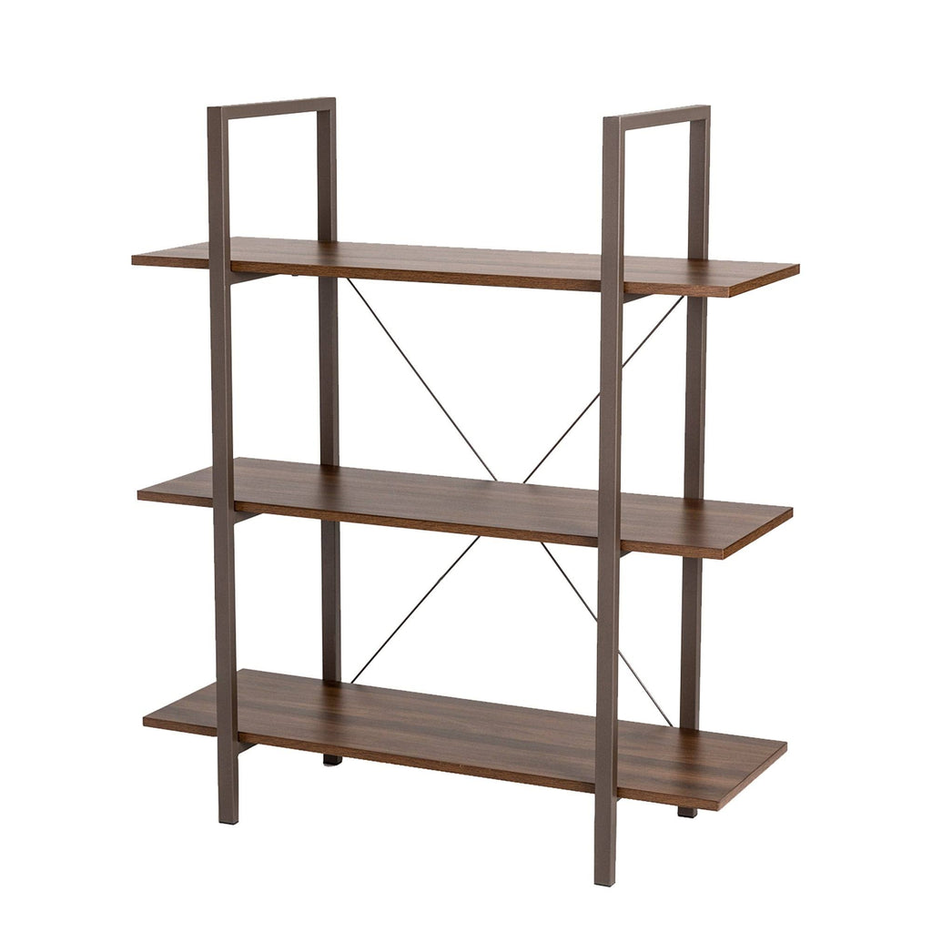 Black Wood Metal 3-Tier Bookcase U141211