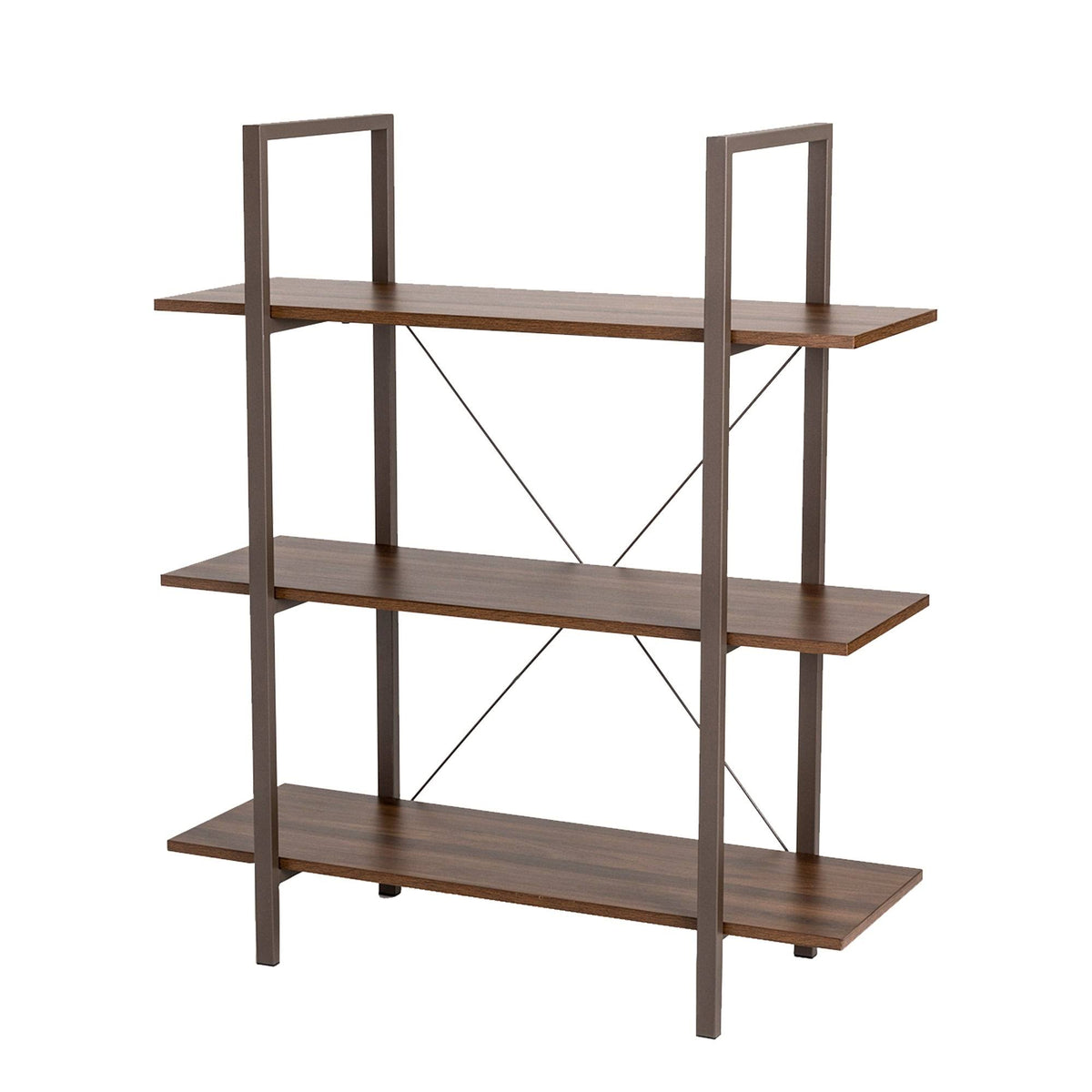 Black Wood Metal 3-Tier Bookcase U141211