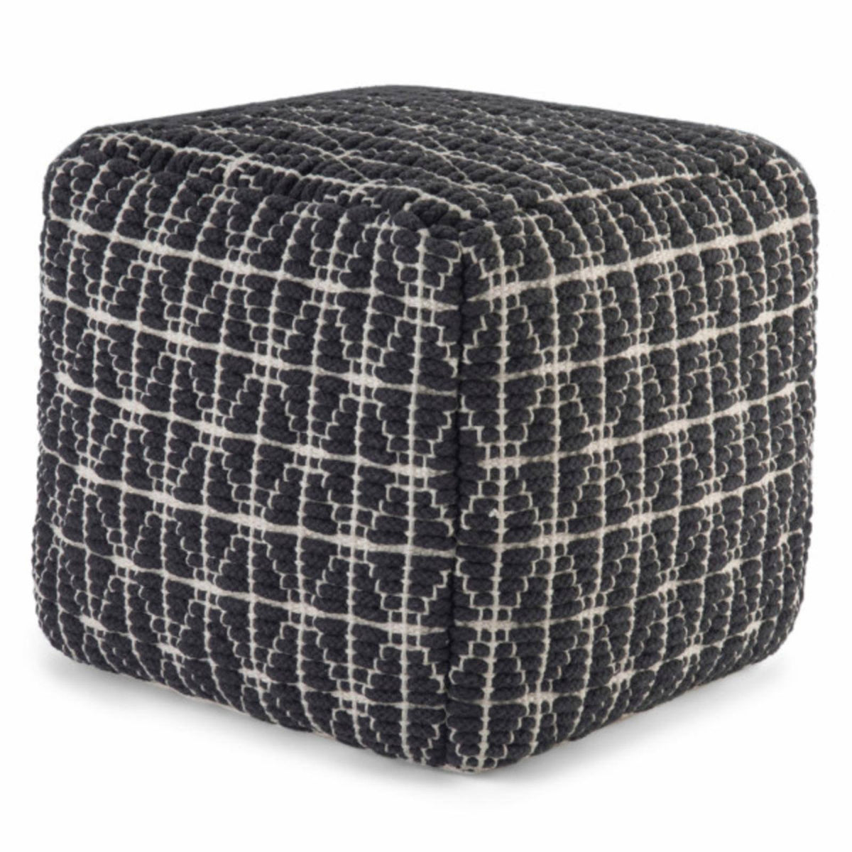 White Woven Pouf U2892