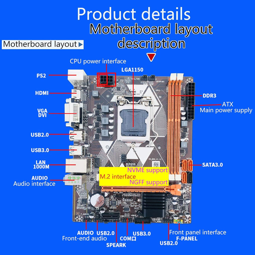 LGA 1150 MATX Motherboard VGA HDMI DVI R77792