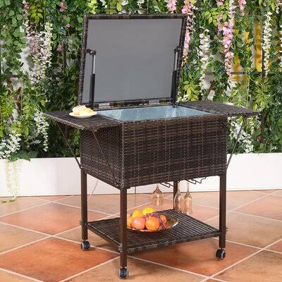 Rattan Portable Cooler Bar Serving Cart J526