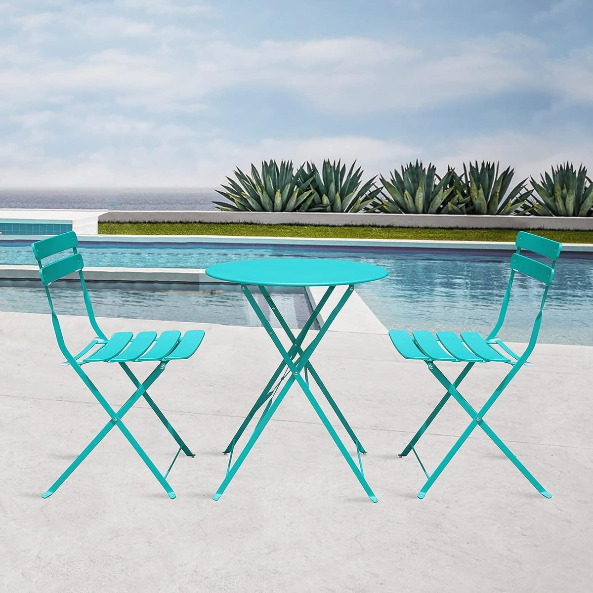 3-Piece Steel Patio Bistro Set Navy Blue Z3538