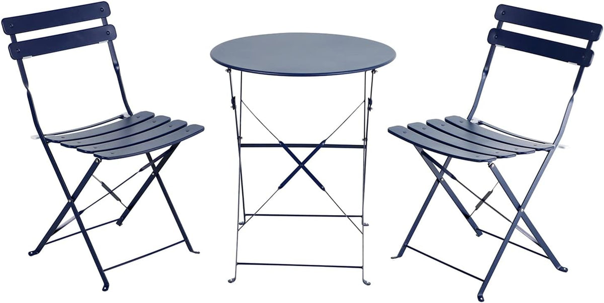 3-Piece Steel Patio Bistro Set Navy Blue Z3538