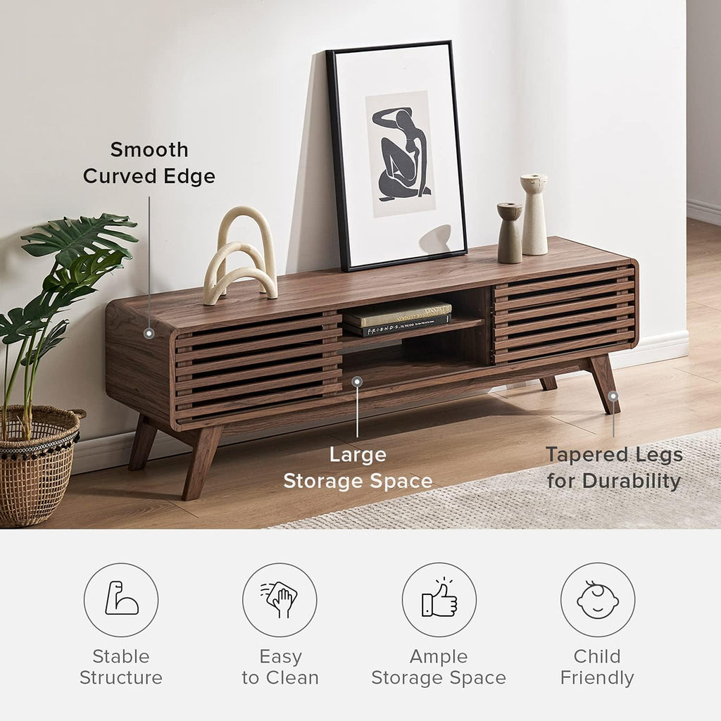 59 Scandinavian TV Stand with Slatted Door Q234548