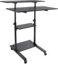 Height Adjustable Rolling Desk with 40 Wide Table Tops U268