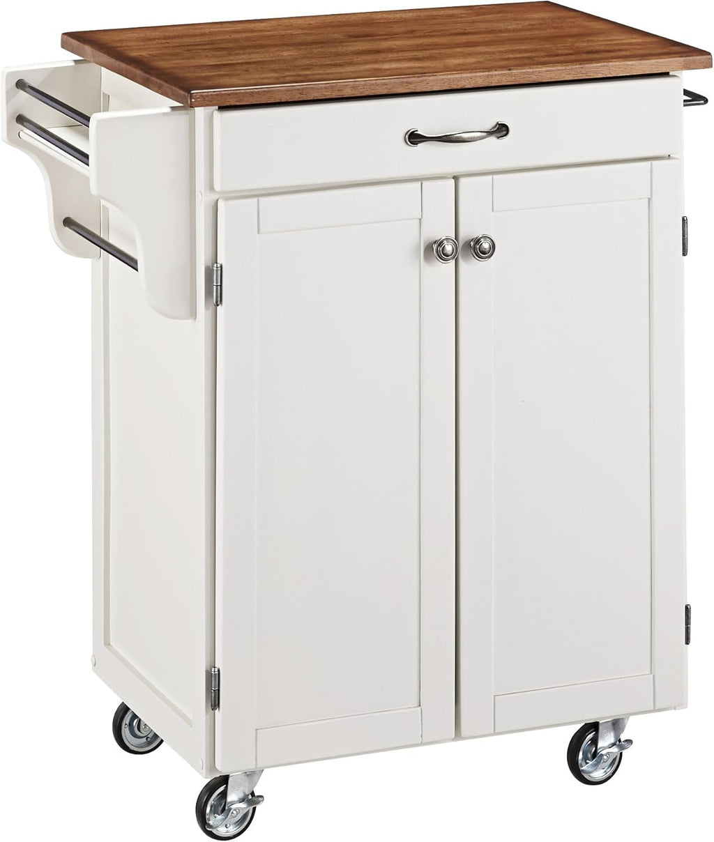 Cherry 2 Door Kitchen Cart with Oak Top V734393