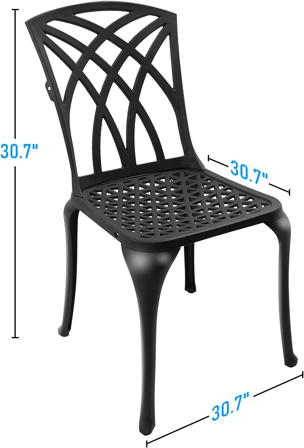 Black Set of 2 Cast Aluminum Outdoor Dining Chairs U497250