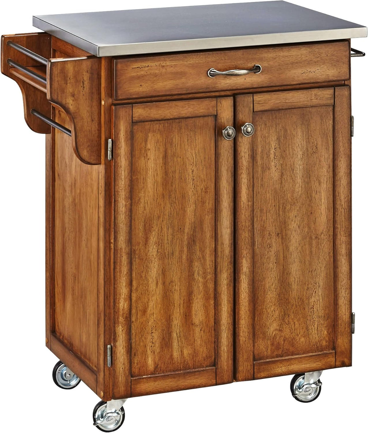 Cherry 2 Door Kitchen Cart with Oak Top V734393