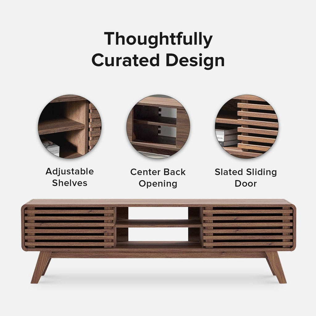 59 Scandinavian TV Stand with Slatted Door Q234548