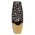 24 in. Cut-Out Vase Black & Gold C448