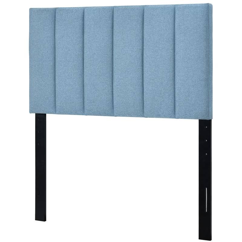 Blue Fabric Vertical Channel Twin Headboard R16465