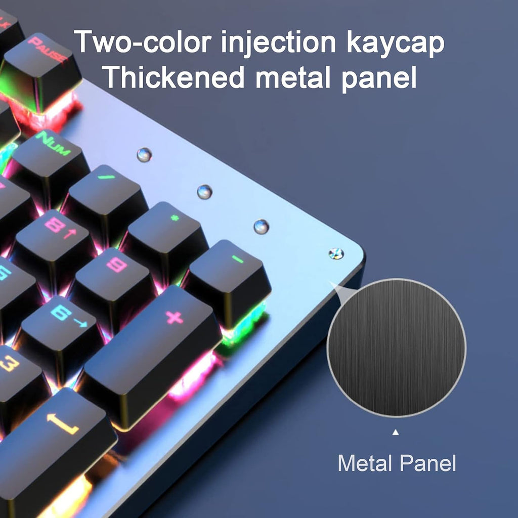 Wired Mechanical Gaming Keyboard Rainbow Backlit 104 Keys Pack of 2 G8794