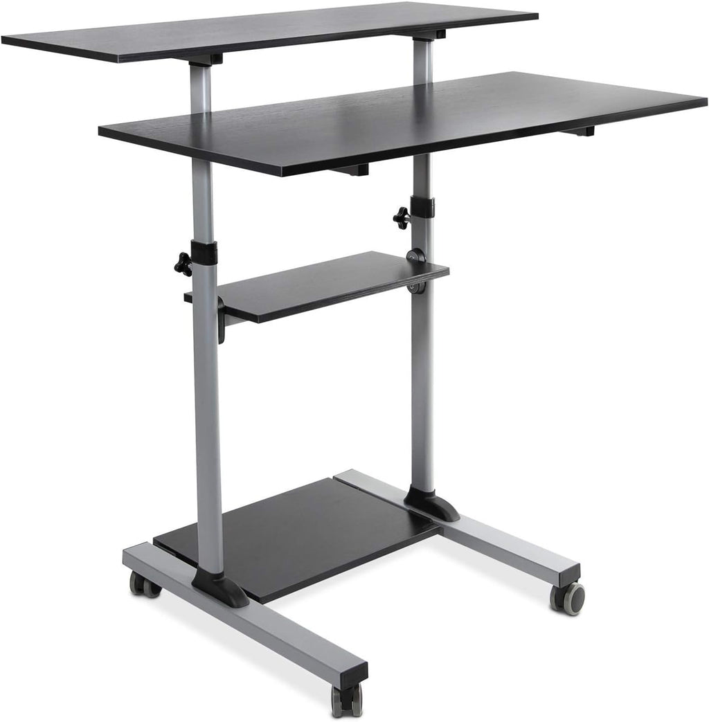 Height Adjustable Rolling Desk with 40 Wide Table Tops U268