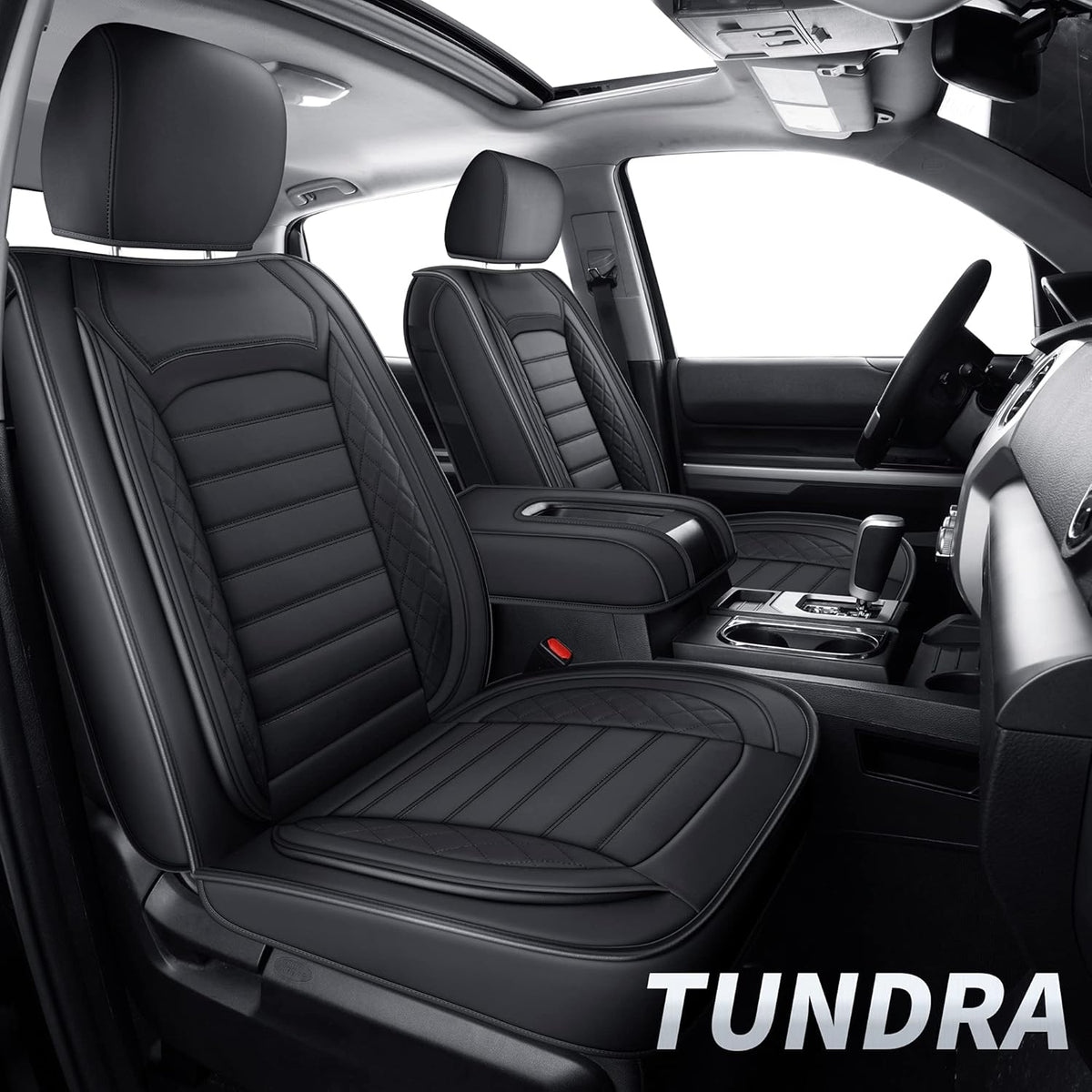 Black Faux Leather Seat Covers Front Set 2 pcs U825482
