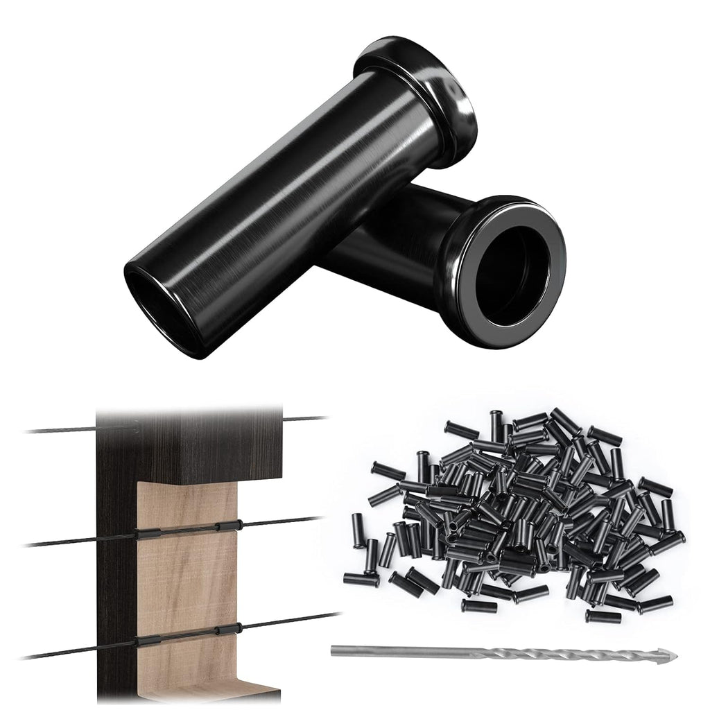 50 Pack Black Stainless Steel Protective Sleeves Cable Railing Kit K696519