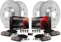 Front and Rear Carbon Fiber Brake Pads with Drilled & Slotted Brake Rotors Kit Z498