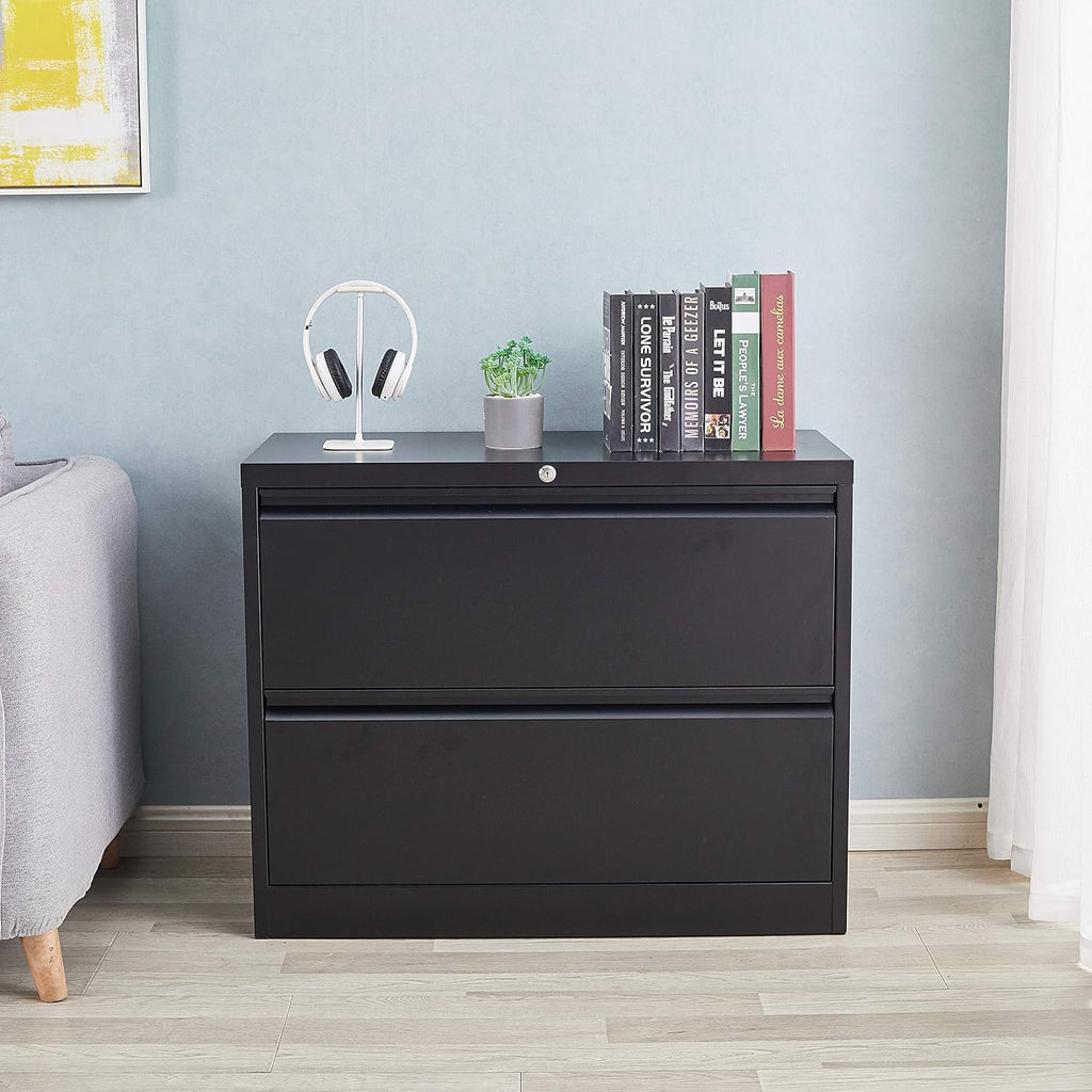 3 Drawer Black Metal Lateral File Cabinet with Lock J1775