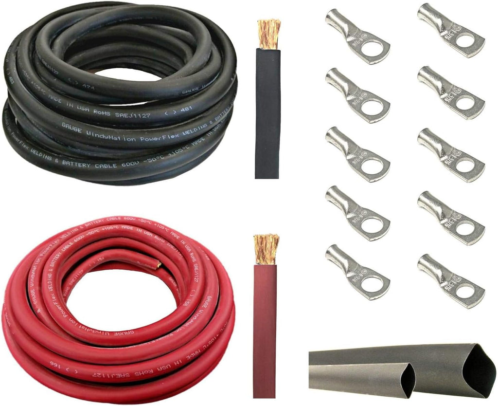 1/0 AWG 15 Feet Black + 15 Feet Red Pure Copper Ultra Flexible Cable C36024