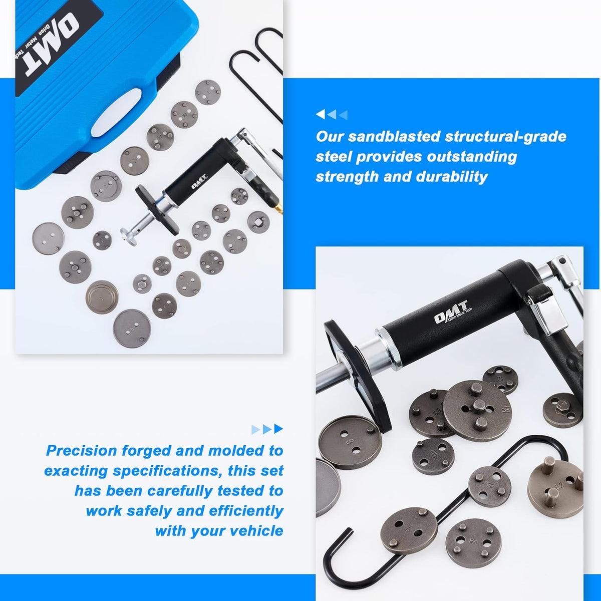 23pc Pneumatic Brake Caliper Compression Tool with 22 Disc Adapters and 2 Caliper Hangers I663015
