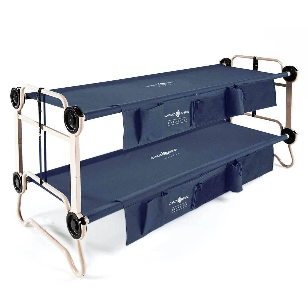 Navy Blue 2 Pack Double Cot with Organizers V432