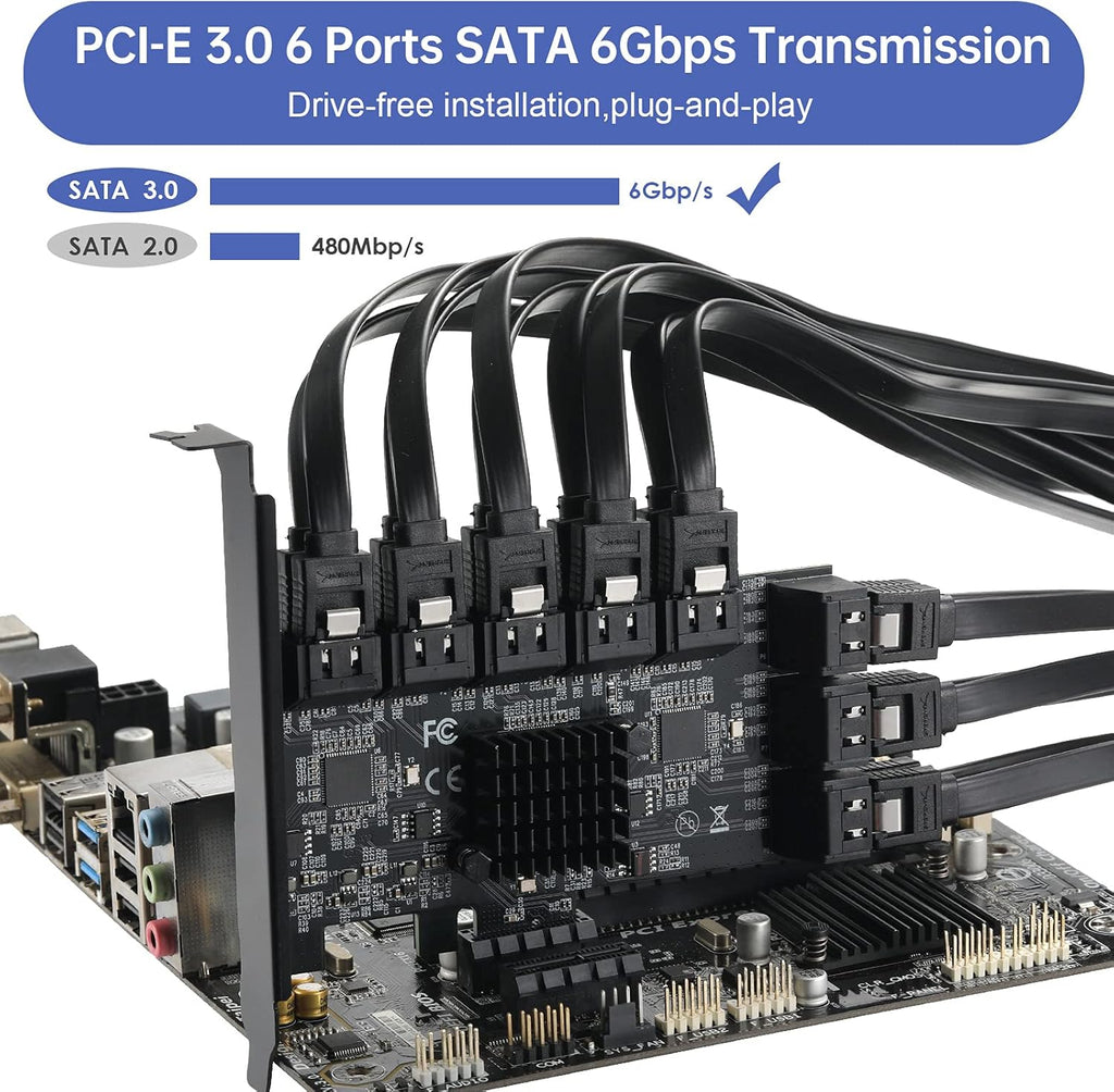 1X PCIE SATA Card 16 Ports with 16 SATA Cables L364