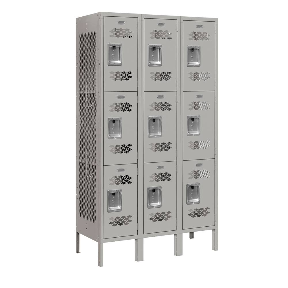 Gray Triple Tier Vented Metal Locker F776