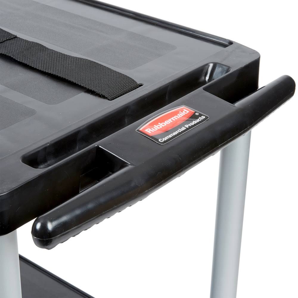 Black Three-Shelf AV Cart with Cabinet W6661